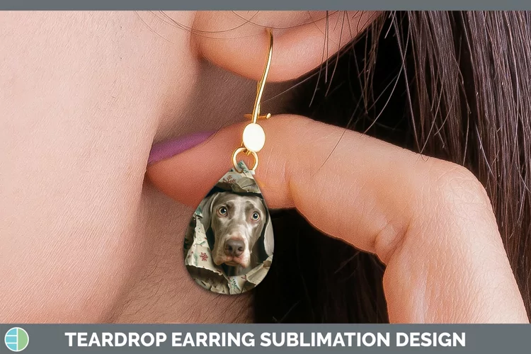 Christmas Wrapping Dogs Weimaraner Teardrop Earrings Sublima