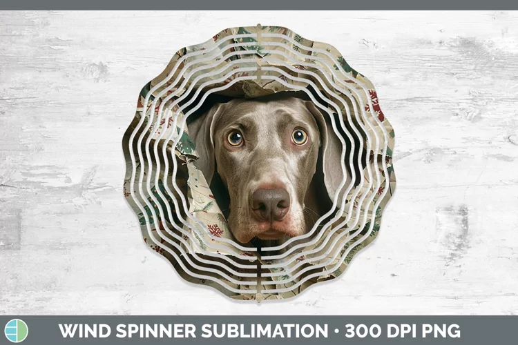 Christmas Wrapping Dogs Weimaraner Wind Spinner Sublimation