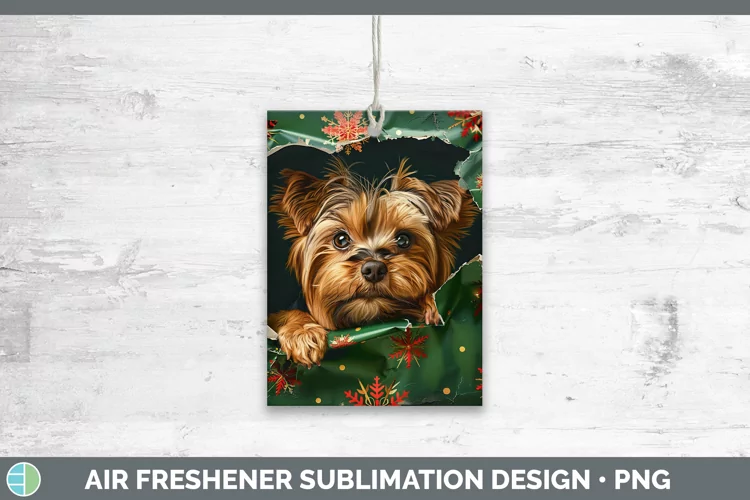 Christmas Wrapping Dogs Yorkshire Terrier Air Freshener Subl