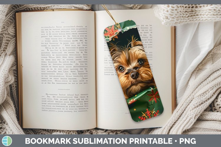 Christmas Wrapping Dogs Yorkshire Terrier Bookmark Sublimati