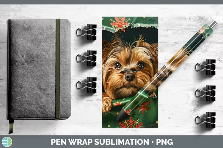 Christmas Wrapping Dogs Yorkshire Terrier Pen Wrap Sublimati