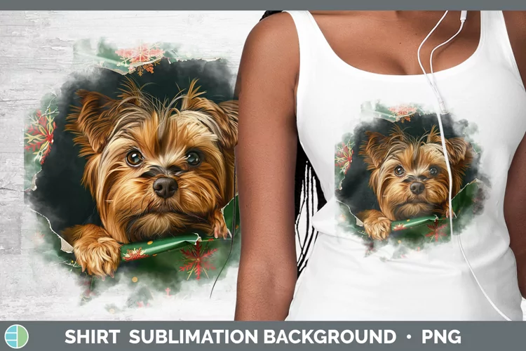 Christmas Wrapping Dogs Yorkshire Terrier Shirt Sublimation