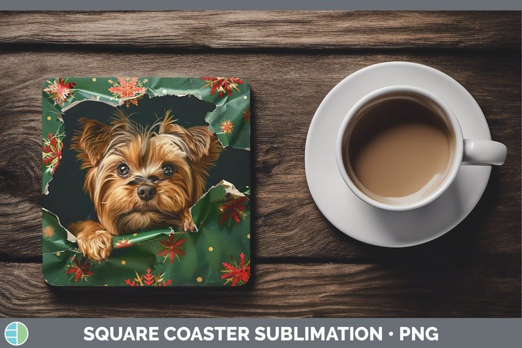 GorgeousChristmas Wrapping Dogs Square Coaster design.