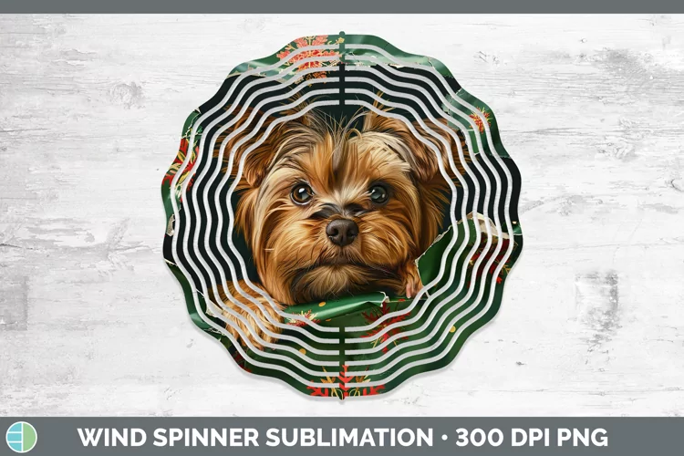 Christmas Wrapping Dogs Yorkshire Terrier Wind Spinner Subli