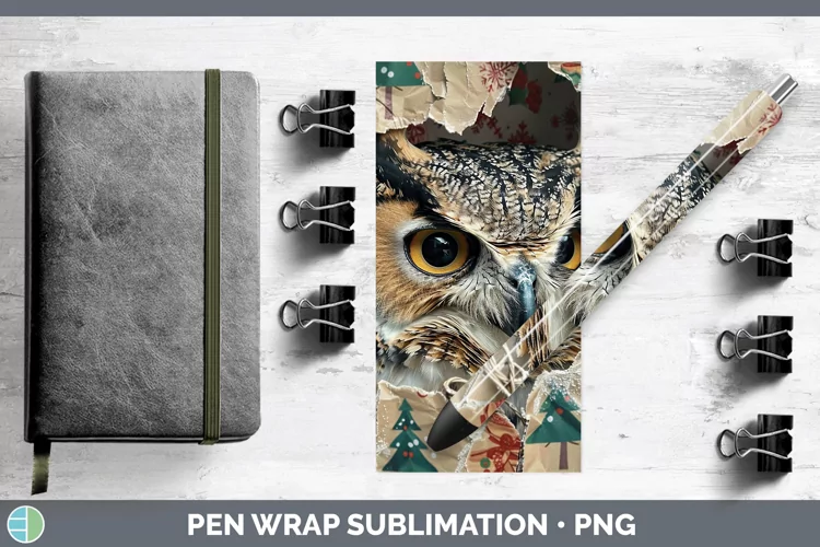 Christmas Wrapping Owl Pen Wrap Sublimation Epoxy Pen Design