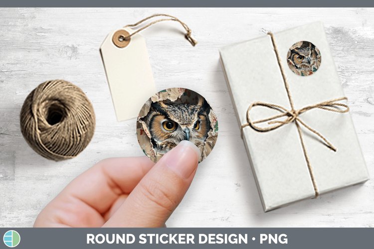 Christmas Wrapping Owl Stickers | Round Labels Designs