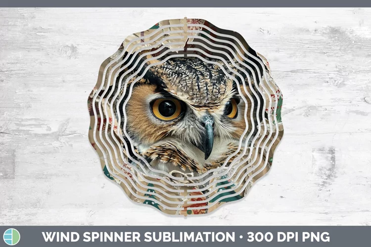 Christmas Wrapping Owl Wind Spinner Sublimation Spinner Desi