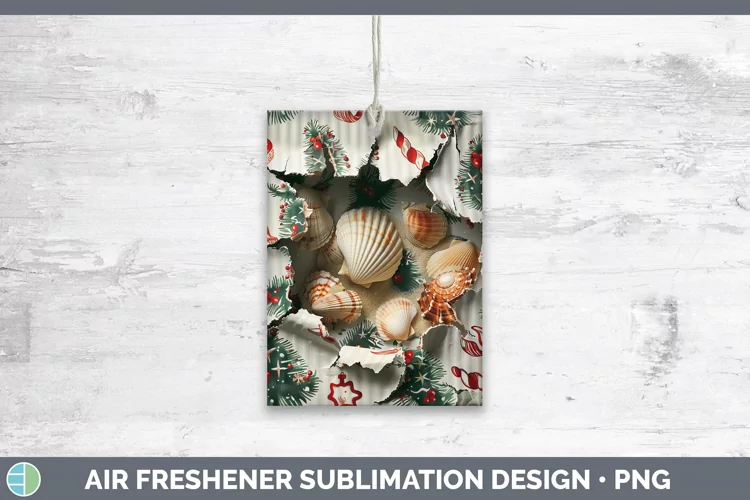 Christmas Wrapping Seashell Air Freshener Sublimation Car Fr