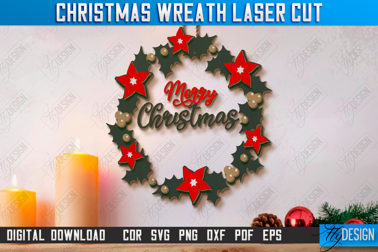 Christmas Wreath Laser Cut | Porch Decorating | Door Wreath