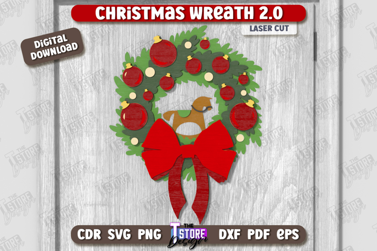 Christmas Wreath Laser Cut | Porch Decorating | Door Wreath