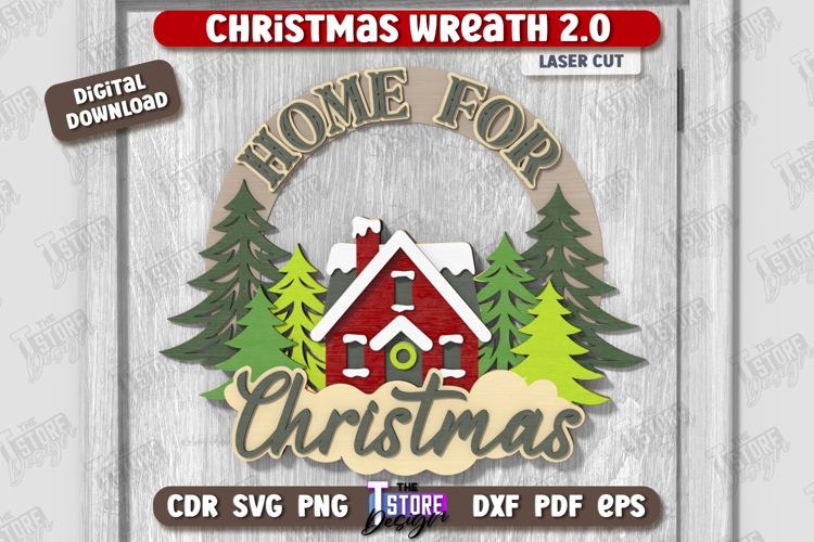 Christmas Wreath Laser Cut | Porch Decorating | Door Wreath