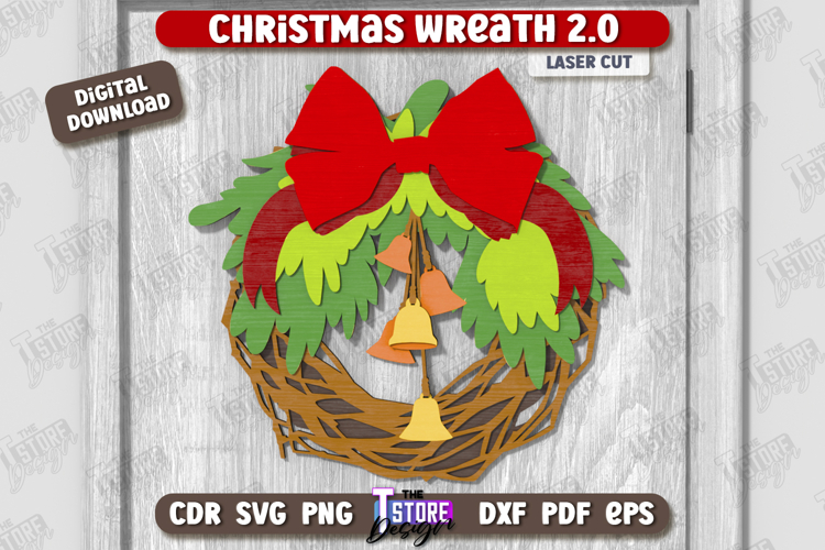 Christmas Wreath Laser Cut | Porch Decorating | Door Wreath