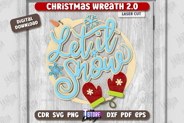 Christmas Wreath Laser Cut | Porch Decorating | Door Wreath