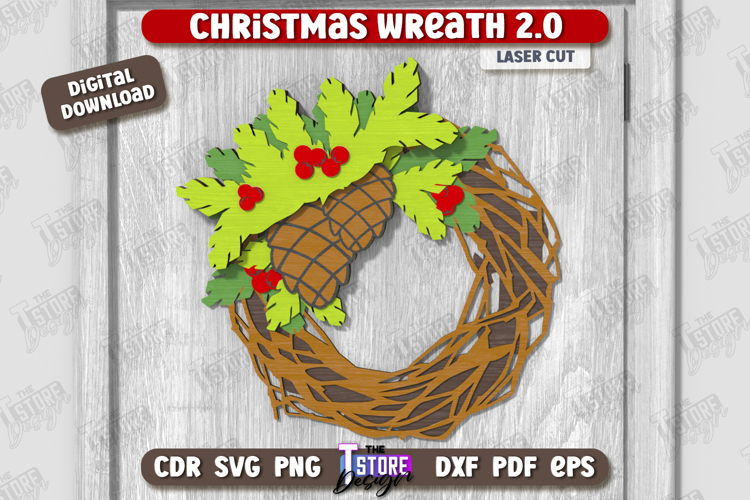Christmas Wreath Laser Cut | Porch Decorating | Door Wreath