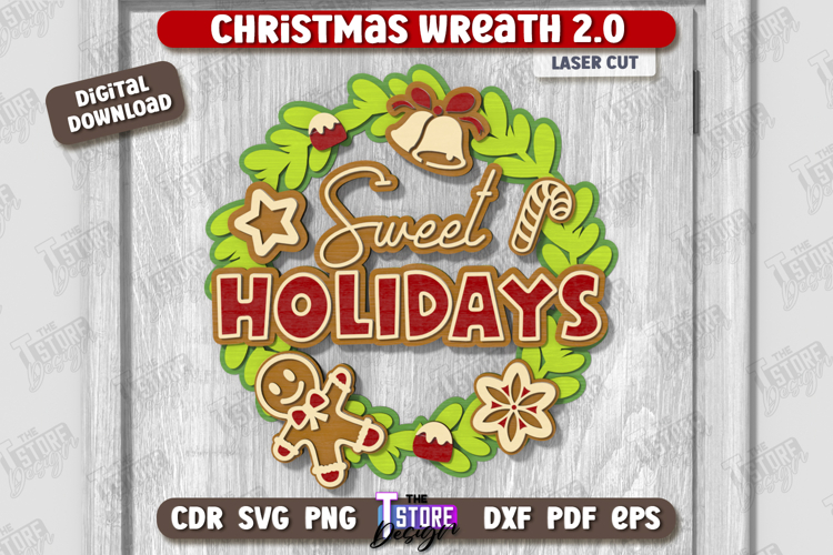 Christmas Wreath Laser Cut | Porch Decorating | Door Wreath