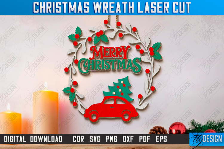 Christmas Wreath Laser Cut | Porch Decorating | Door Wreath