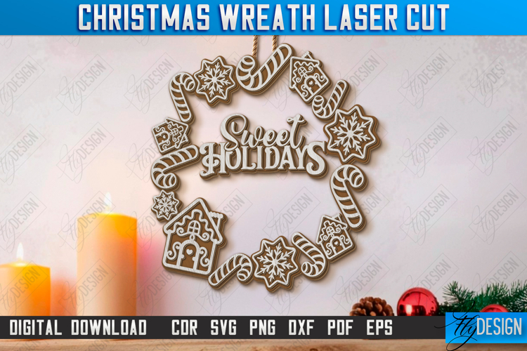 Christmas Wreath Laser Cut | Porch Decorating | Door Wreath