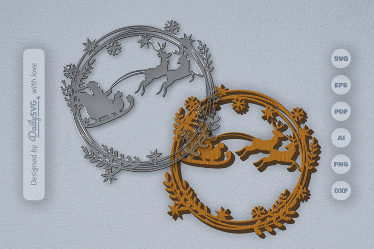 Christmas Wreath Customable Laser Cut