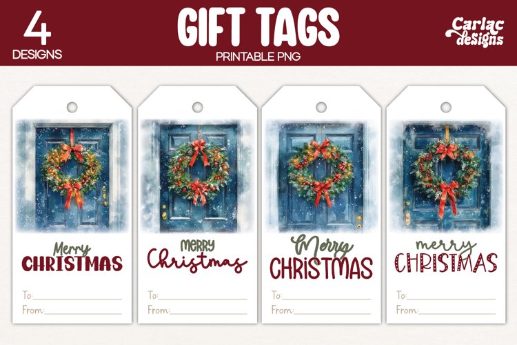 christmas wreath gift tags