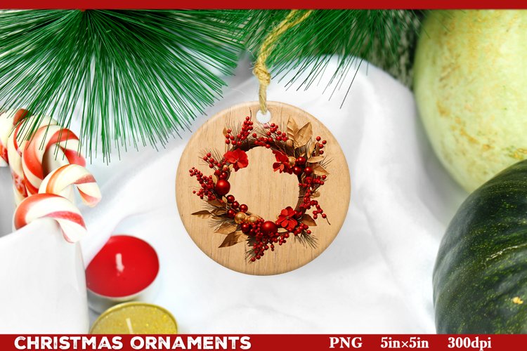 Round Christmas Ornaments PNG. Christmas Sublimation PNG