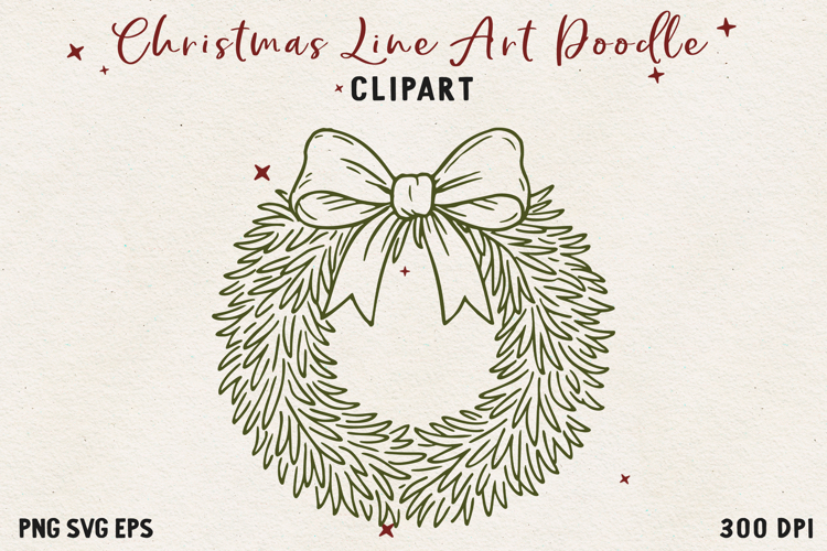 Vintage Hand-Drawn Christmas Illustration| Line Art Clipart