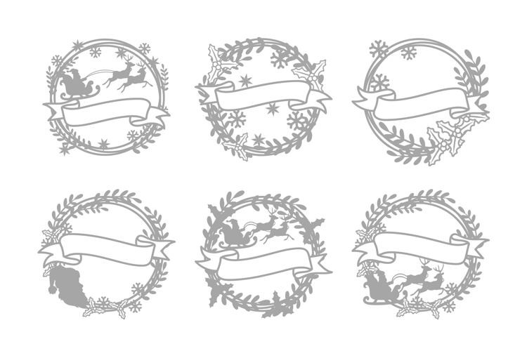 Christmas Wreath with Ribbon Banner Laser Cut