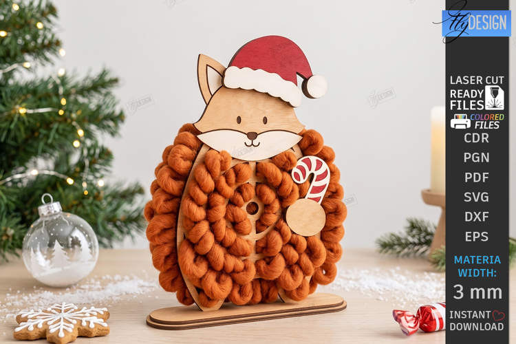 Wooden Christmas Yarn Wrapping Standing Figurine Laser Cut