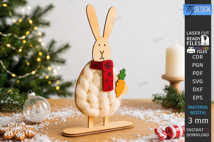 Wooden Christmas Yarn Wrapping Standing Figurine Laser Cut