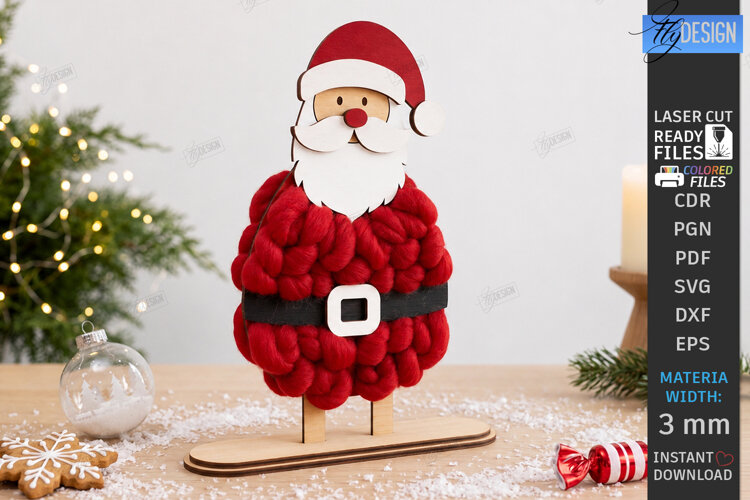 Wooden Christmas Yarn Wrapping Standing Figurine Laser Cut example image 1