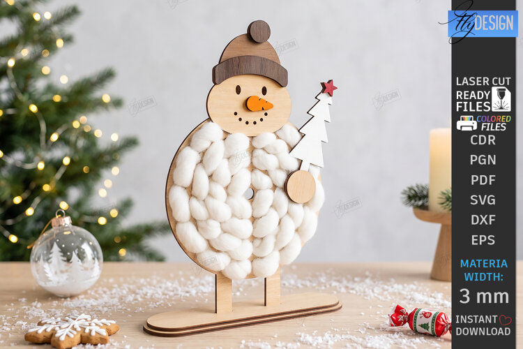 Wooden Christmas Yarn Wrapping Standing Figurine Laser Cut example image 1
