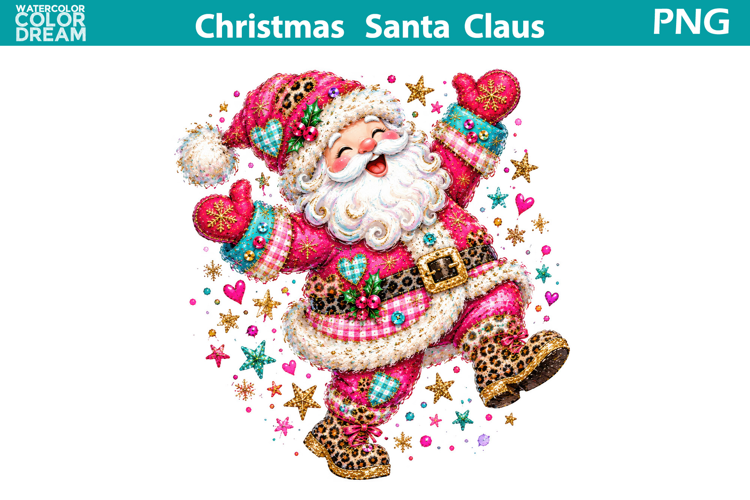Pink Santa Claus | Whimsical Christmas Sublimation