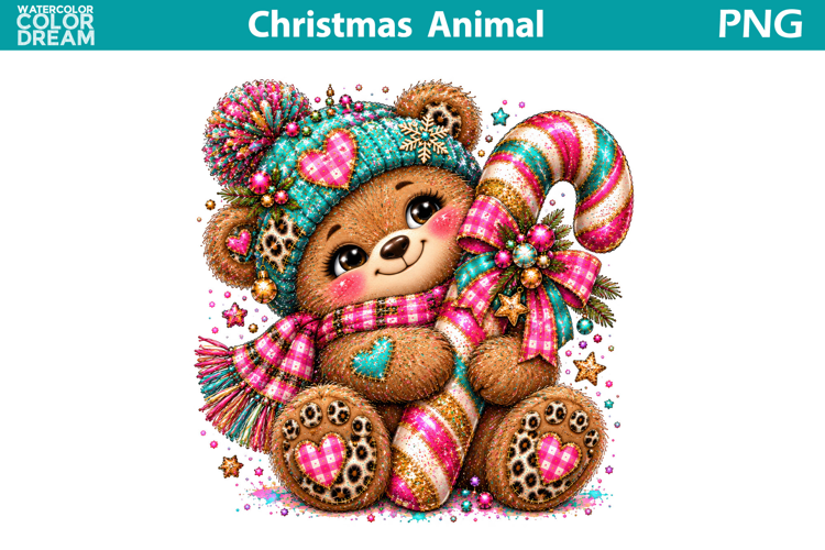Christmas Bear Clipart | Whimsical Holiday Sublimation
