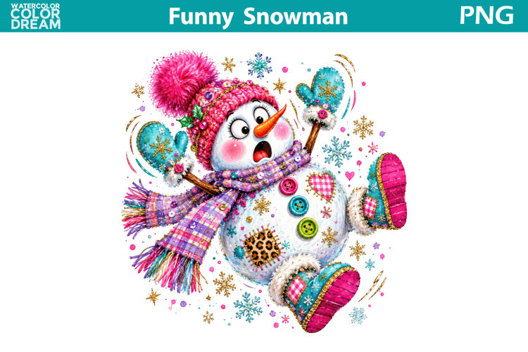 Funny Snowman Clipart | Whimsical Winter Sublimation example image 1