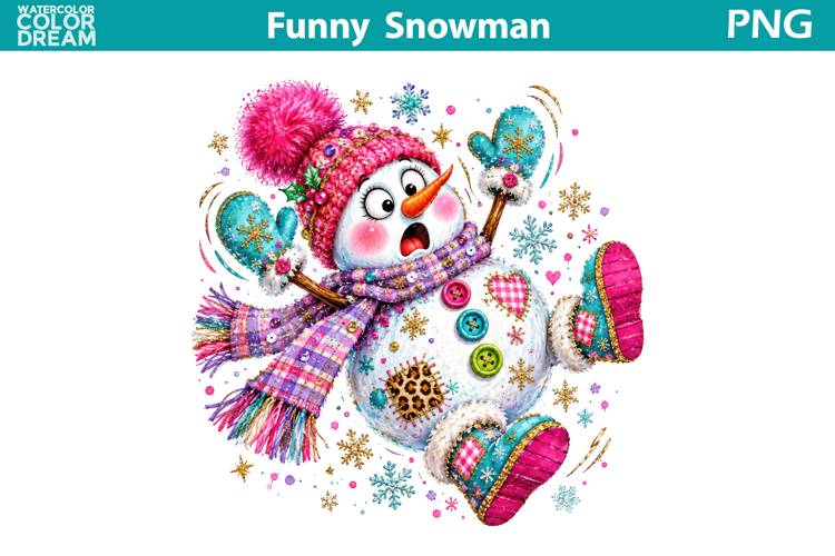 Funny Snowman Clipart | Whimsical Winter Sublimation