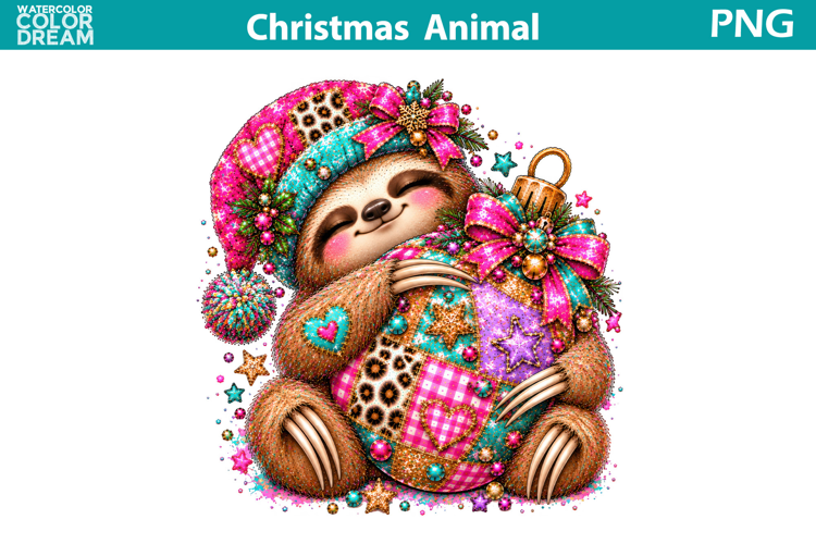 Christmas Sloth Ornament | Holiday Sublimation