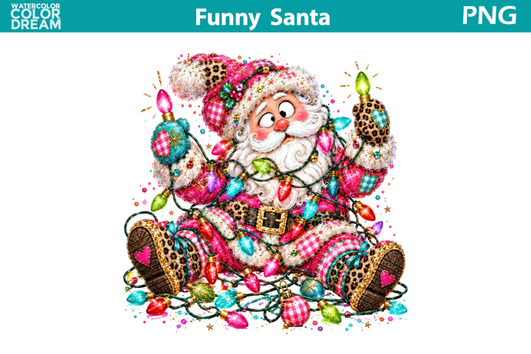 Funny Santa Lights | Whimsical Christmas Sublimation