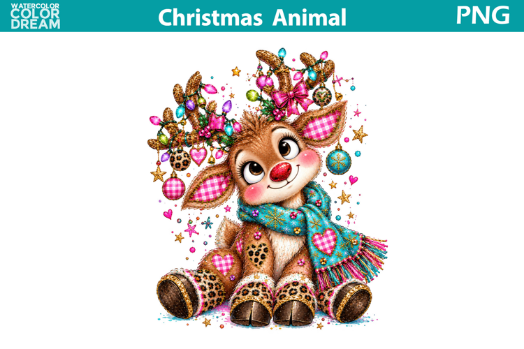 Christmas Reindeer Clipart | Whimsical Holiday Sublimation