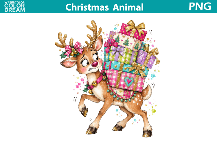 Christmas Reindeer Clipart | Cute Holiday Sublimation