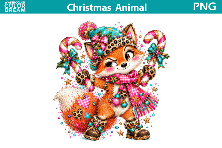 Christmas Fox Clipart | Cute Holiday Sublimation example image 1