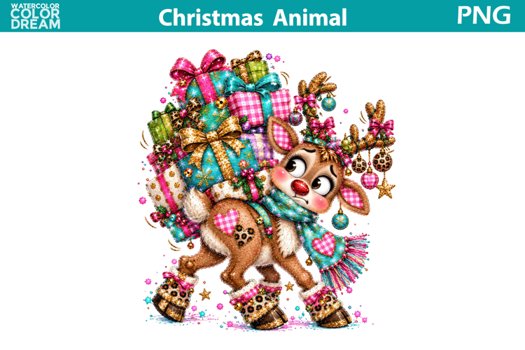 Christmas Reindeer Clipart | Holiday Gift Sublimation