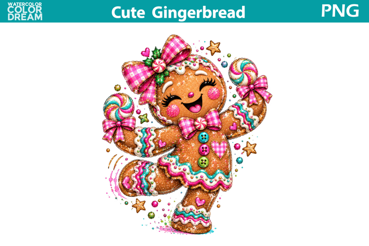 Gingerbread Girl Clipart | Cute Christmas Sublimation
