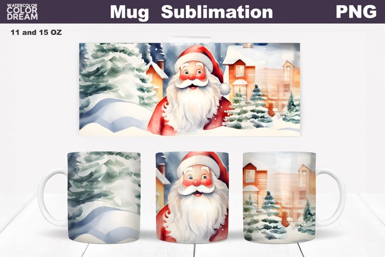 Christmas Mug Sublimation Design | Santa Mug Wrap