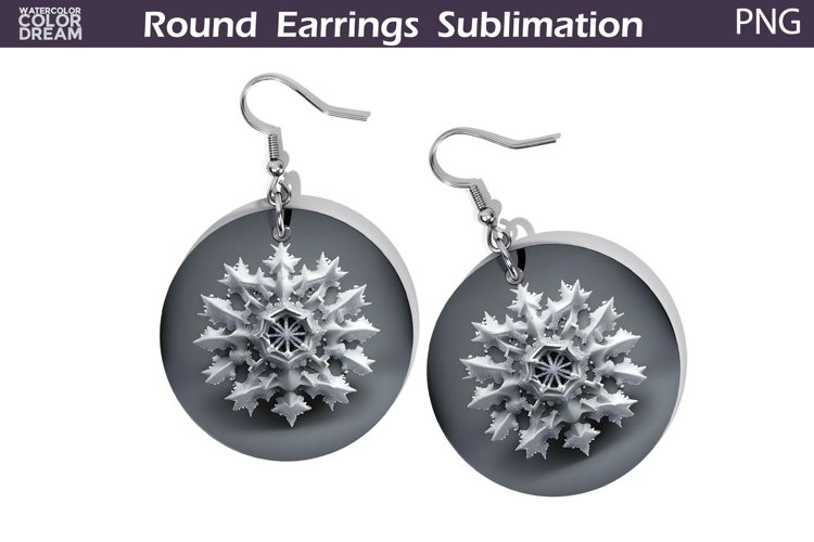 Christmas Round Earrings | Snowflake Earrings Sublimation