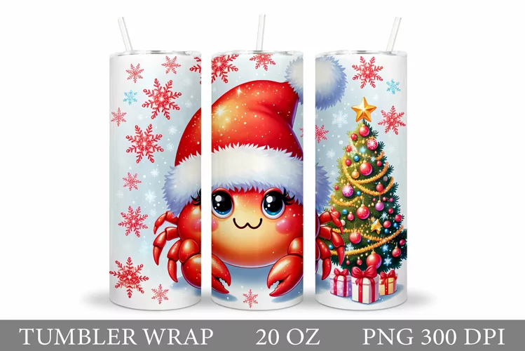 Christmas Crab Tumbler. Christmas Tumbler Sublimation