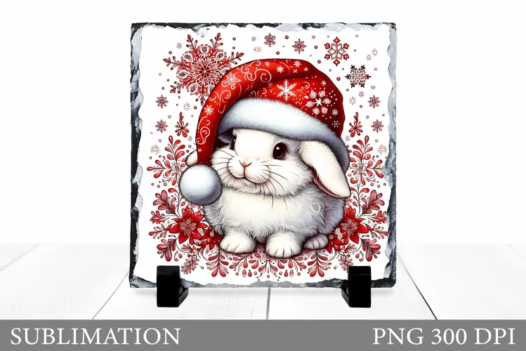Christmas Bunny Sublimation. Christmas Bunny Slate Design