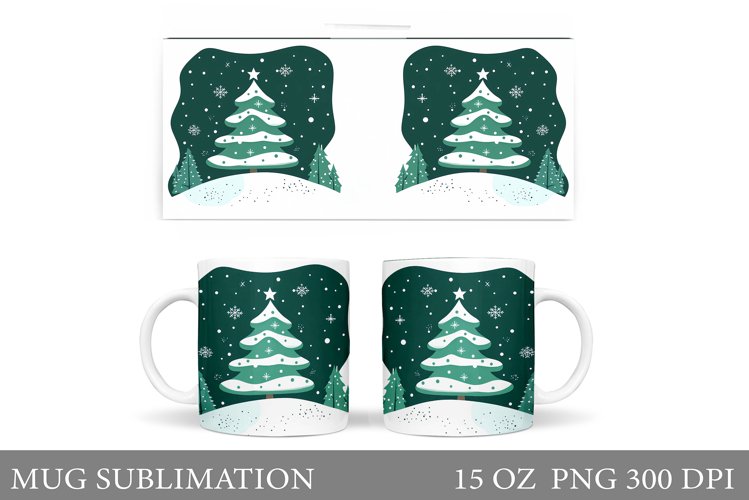 Christmas Tree Mug Sublimation. Christmas Tree Mug Design
