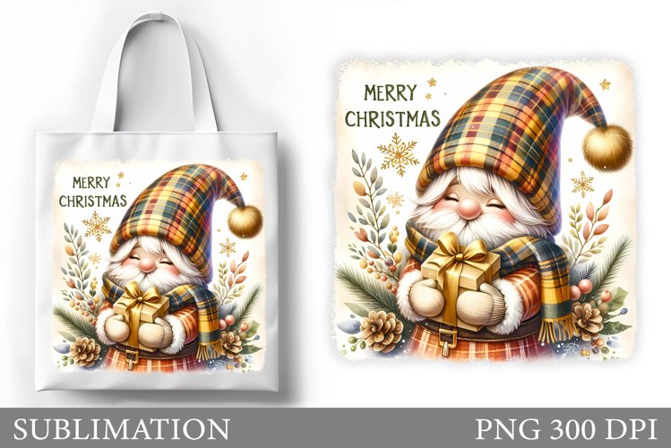 Christmas Gnome Tote Bag. Christmas Tote Bag Sublimation