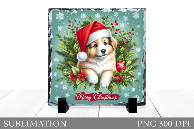 Christmas Dog Sublimation. Christmas Slate Sublimation example image 1