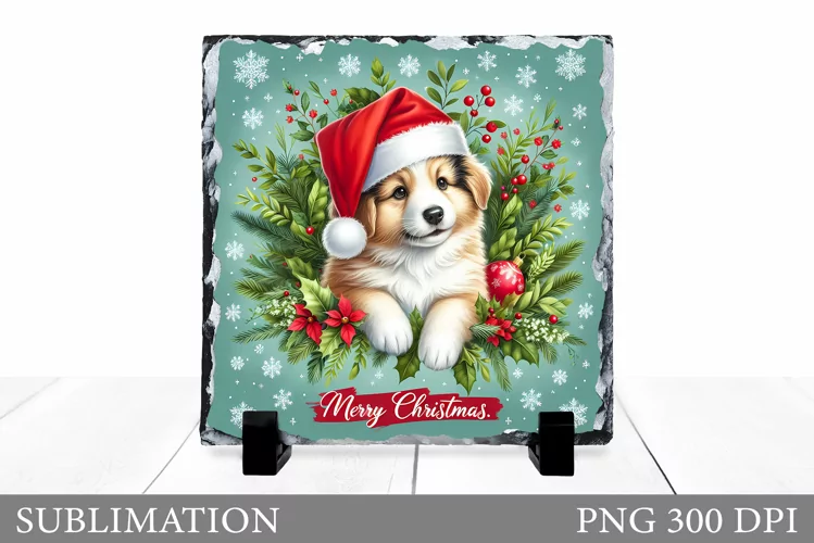 Christmas Dog Sublimation. Christmas Slate Sublimation
