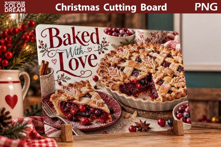 Baked With Love Pie | Christmas Cutting Board Art example image 1